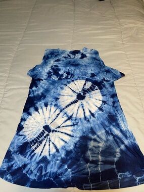 Blue Tie-Dye Sleeveless Dress